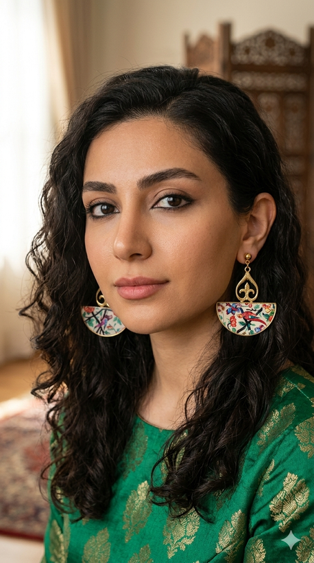 گوشواره سنتی طرح پرنده و گل