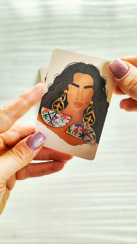 گوشواره سنتی طرح پرنده و گل