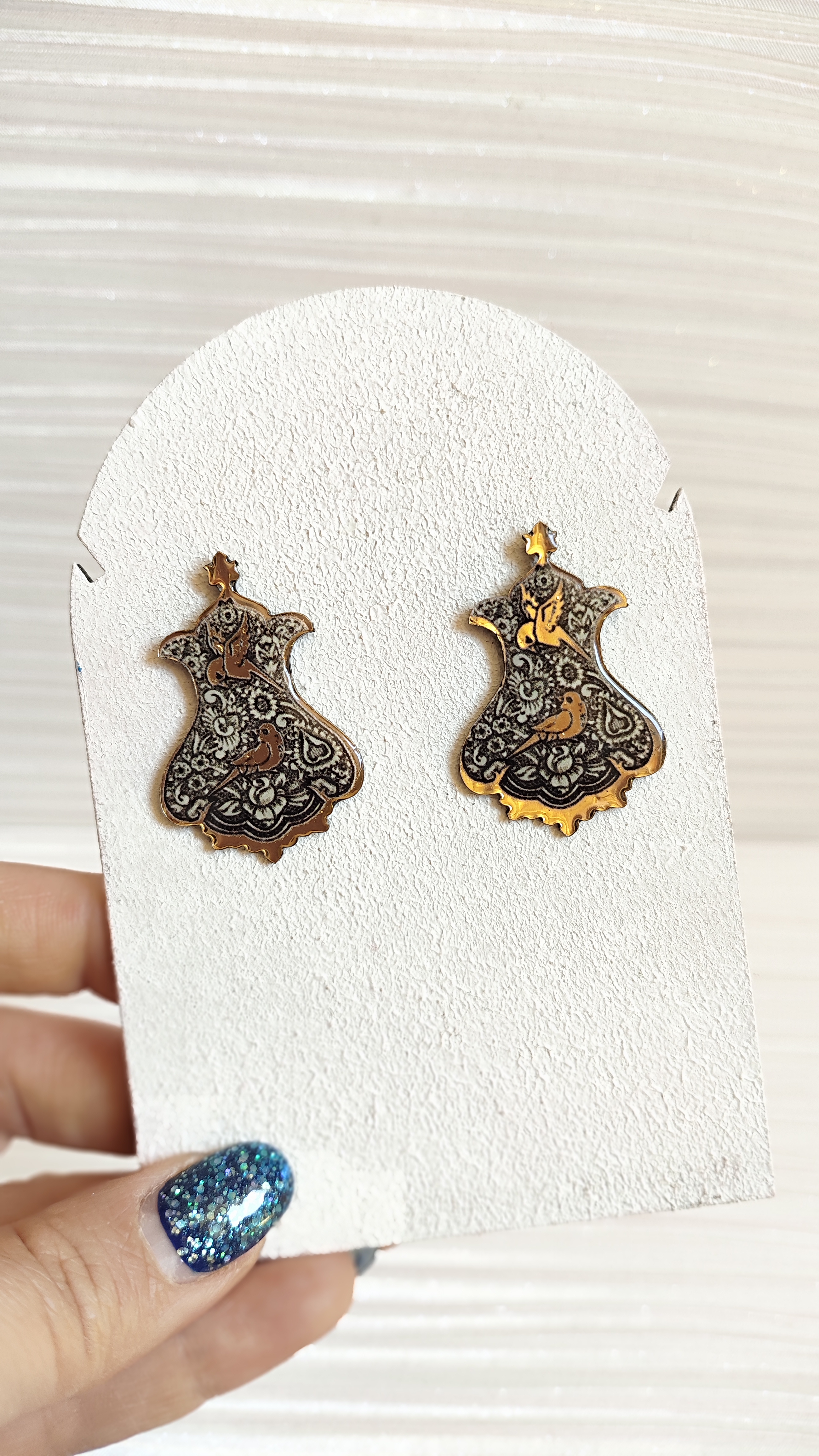 گوشواره دستساز طرح قلمکاری