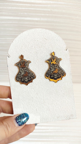 گوشواره دستساز طرح قلمکاری