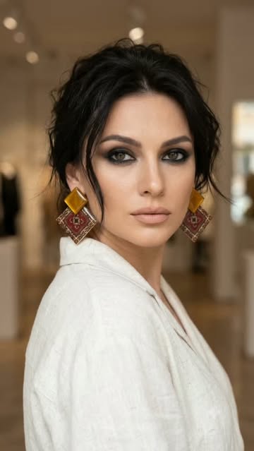 گوشواره دست‌ساز با الهام از فرش ایرانی