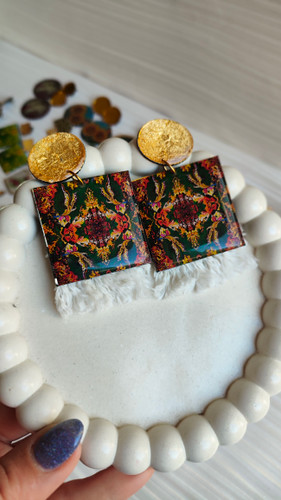 گوشواره دستساز طرح فرش مدرن طراحی اختصاصی از برند فرش مرسانا